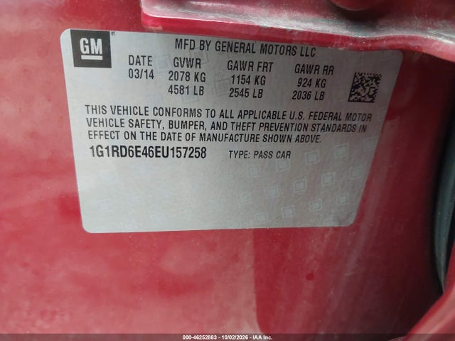 Aukcja sprzedaży 2014 Chevrolet Volt, vin: 1G1RD6E46EU157258, numer aukcji: 46252883