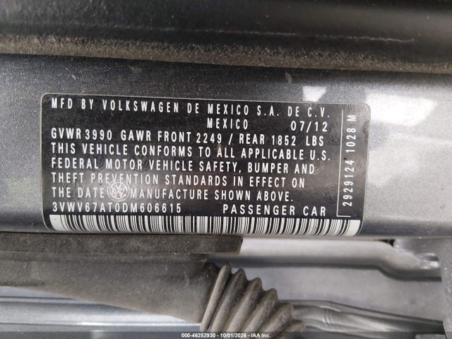 Продаж на аукціоні авто 2013 Volkswagen Beetle 2.0t Turbo, vin: 3VWV67AT0DM606615, номер лоту: 46252930