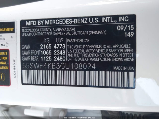 55SWF4KB3GU108024 Mercedes-Benz C 300 4matic