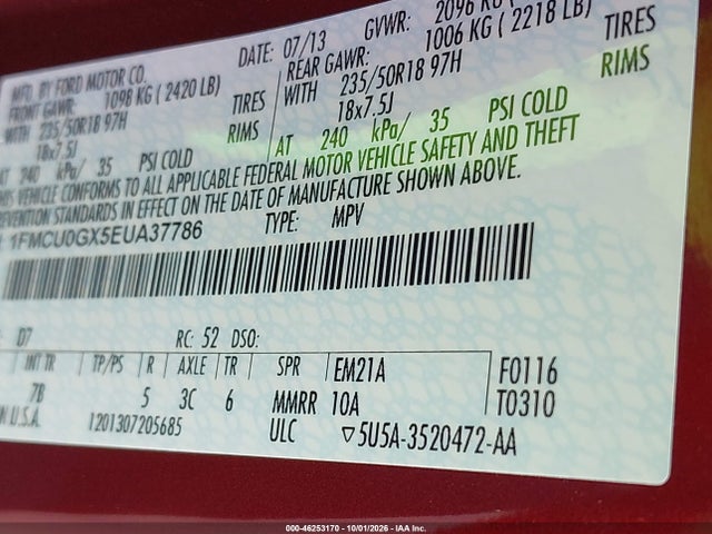 Ford ESCAPE SE 2014 1FMCU0GX5EUA37786 Image 9