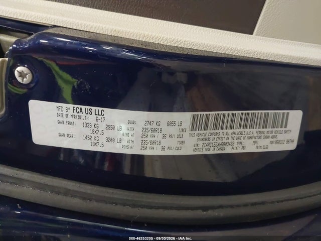 Aukcja sprzedaży 2017 Chrysler Pacifica Touring-l Plus, vin: 2C4RC1EGXHR803460, numer aukcji: 46253205