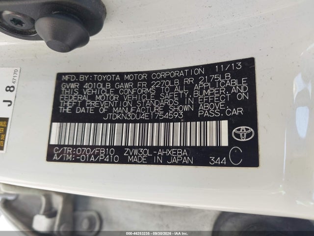 Продажа на аукционе авто 2014 Toyota Prius Three, vin: JTDKN3DU4E1754593, номер лота: 46253235
