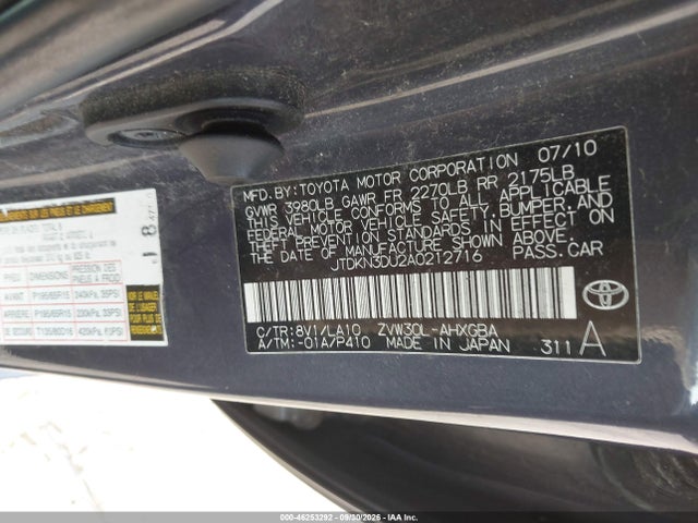 Продаж на аукціоні авто 2010 Toyota Prius Iv, vin: JTDKN3DU2A0212716, номер лоту: 46253292