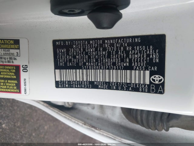 Aukcja sprzedaży 2014 Toyota Corolla S, vin: 5YFBURHE8EP129117, numer aukcji: 46253355