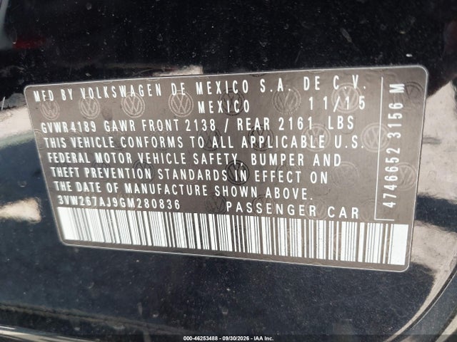 Продажа на аукционе авто 2016 Volkswagen Jetta 1.4t S, vin: 3VW267AJ9GM280836, номер лота: 46253488