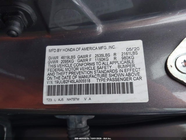 2020 Acura Tlx Tech Package მანქანა იყიდება აუქციონზე, vin: 19UUB2F45LA005518, აუქციონის ნომერი: 46253579