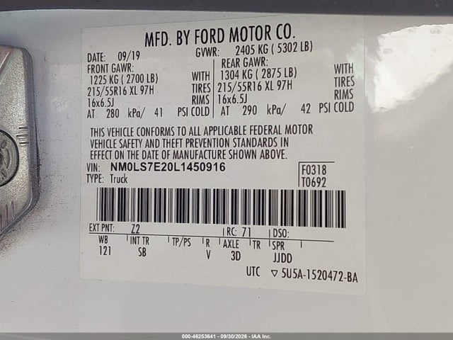 Ford Transit Connect Xl 2020 NM0LS7E20L1450916 Image 9