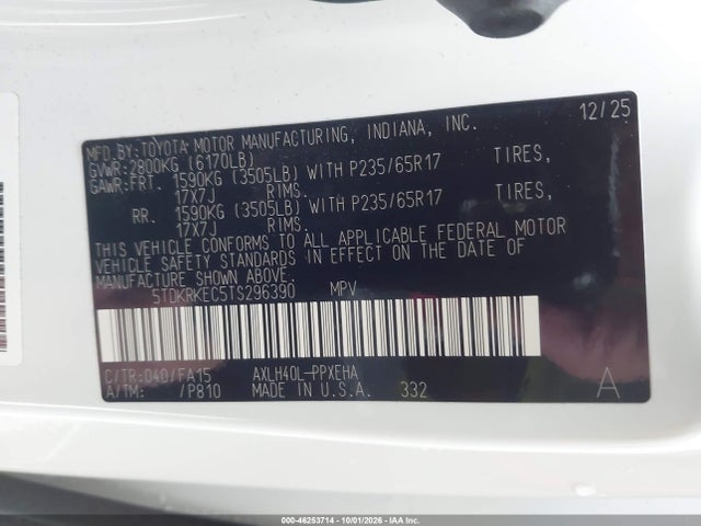 Toyota SIENNA LE 2026 5TDKRKEC5TS296390 Image 9