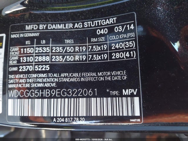 Продажа на аукционе авто 2014 Mercedes-benz Glk 350, vin: WDCGG5HB9EG322061, номер лота: 46253773