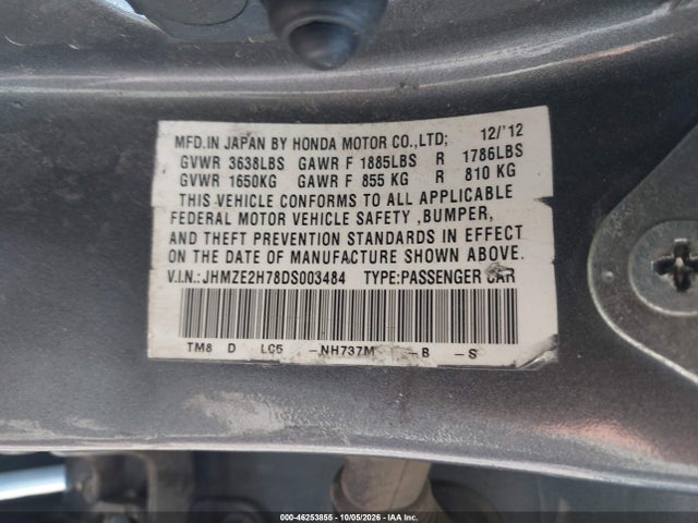 Продаж на аукціоні авто 2013 Honda Insight Ex, vin: JHMZE2H78DS003484, номер лоту: 46253855