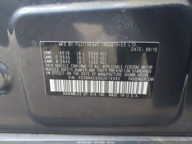 Subaru Legacy 2.5i Premium 2016 4S3BNAC69G3014990 Image 9