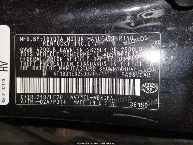 Продажа на аукционе авто 2014 Toyota Avalon Hybrid Xle Premium, vin: 4T1BD1EB2EU024521, номер лота: 46253872