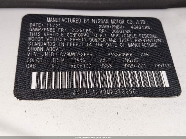 JN1BJ1CV9MW573696 Nissan Rogue Sport Sl Fwd Xtronic Cvt