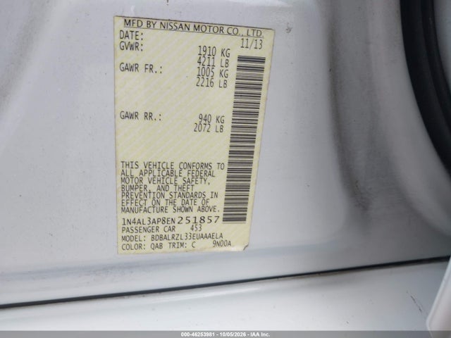 1N4AL3AP8EN251857 Nissan Altima 2.5 S
