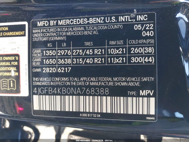 4JGFB4KB0NA768388 Mercedes-Benz Gle 350 4matic