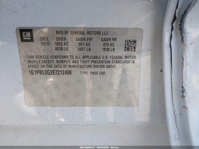 Aukcja sprzedaży 2014 Chevrolet Cruze Ls Manual, vin: 1G1PB5SG2E7212499, numer aukcji: 46254127