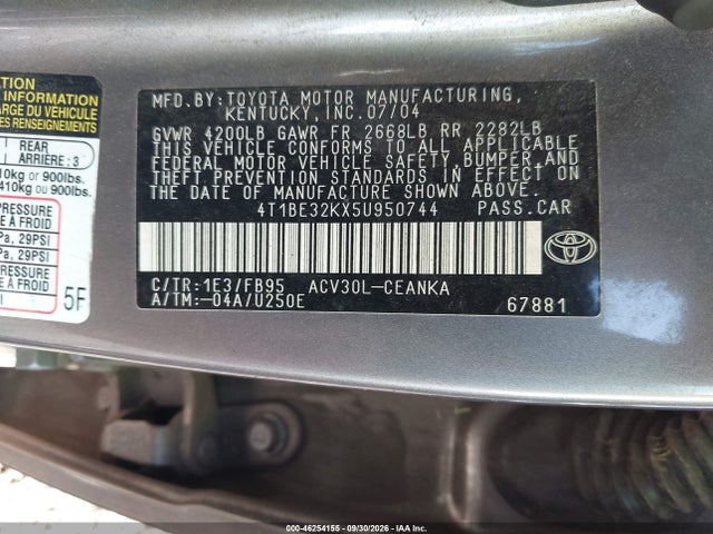 Продаж на аукціоні авто 2005 Toyota Camry Le, vin: 4T1BE32KX5U950744, номер лоту: 46254155