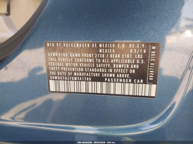 3VWD67AJ7GM341769 Volkswagen Jetta 1.4t Se