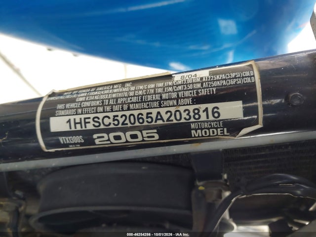 Продажа на аукционе авто 2005 Honda Vt1300 S, vin: 1HFSC52065A203816, номер лота: 46254286