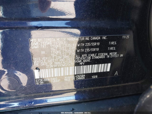 Продажа на аукционе авто 2025 Toyota Rav4 Limited, vin: 2T3N1RFVXSW625417, номер лота: 46254296
