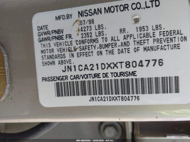 Aukcja sprzedaży 1999 Nissan Maxima Gle/gxe/se/se-l, vin: JN1CA21DXXT804776, numer aukcji: 46254393
