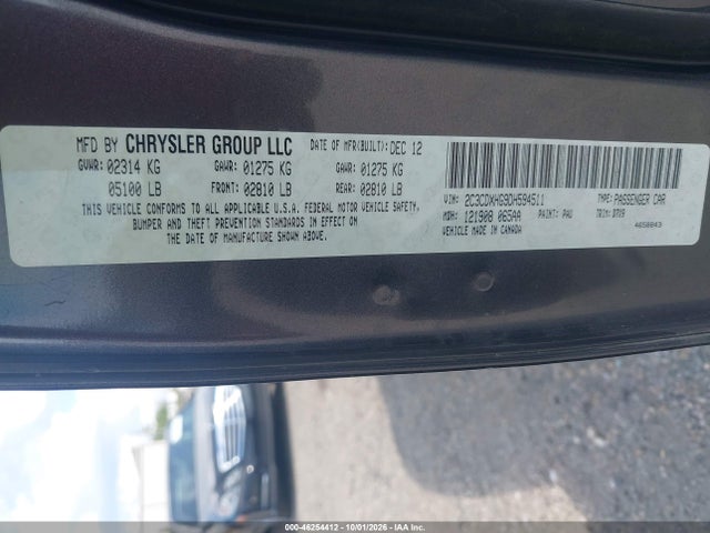 Aukcja sprzedaży 2013 Dodge Charger Sxt, vin: 2C3CDXHG9DH594511, numer aukcji: 46254412