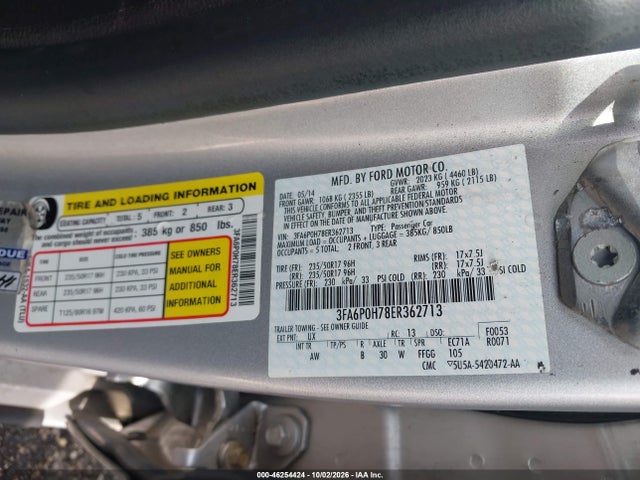 Продаж на аукціоні авто 2014 Ford Fusion Se, vin: 3FA6P0H78ER362713, номер лоту: 46254424