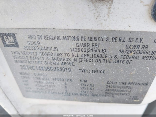 Aukcja sprzedaży 2006 Gmc Sierra 1500 Work Truck, vin: 3GTEC14X36G264019, numer aukcji: 46254484