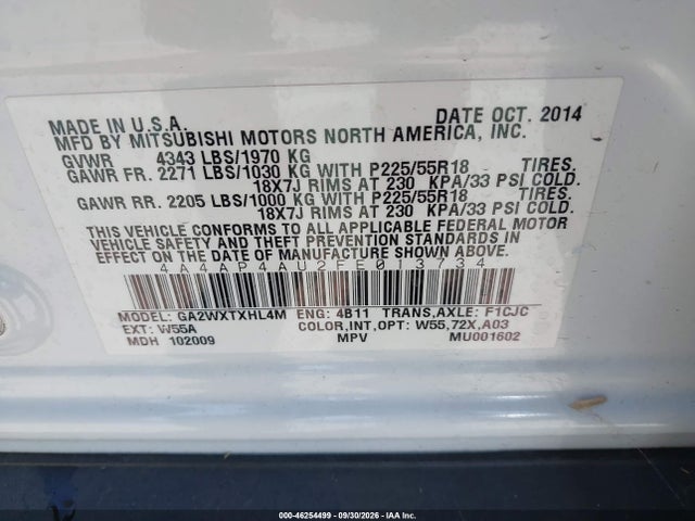 Mitsubishi Outlander Sport Se 2015 4A4AP4AU2FE013734 Image 9