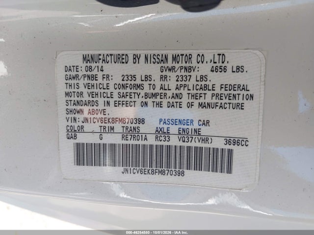 Продажа на аукционе авто 2015 Infiniti Q60 S Limited, vin: JN1CV6EK8FM870398, номер лота: 46254580