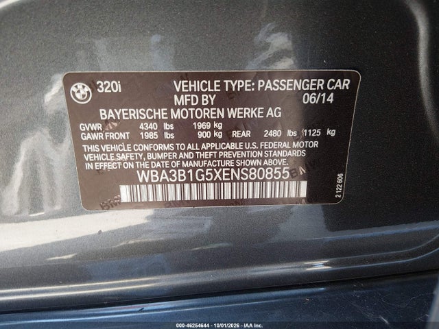 BMW 320i 2014 WBA3B1G5XENS80855 Image 9