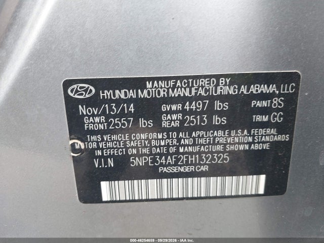 46254659 :رقم المزاد ، 5NPE34AF2FH132325 vin ، 2015 Hyundai Sonata Sport مزاد بيع