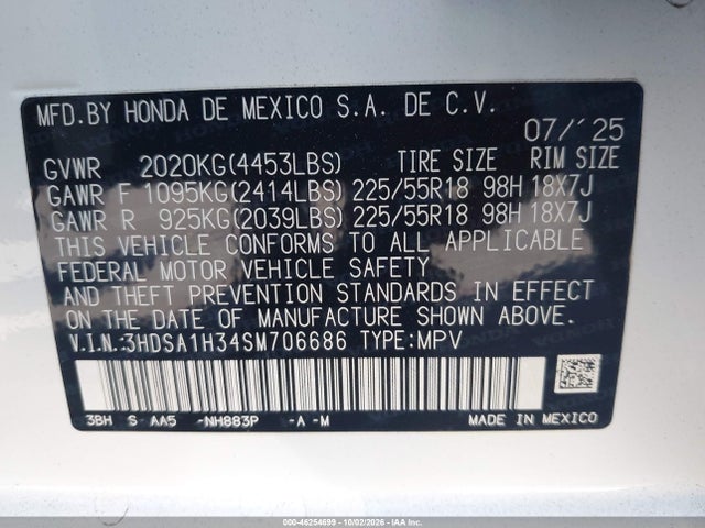 Продаж на аукціоні авто 2025 Acura Adx, vin: 3HDSA1H34SM706686, номер лоту: 46254699