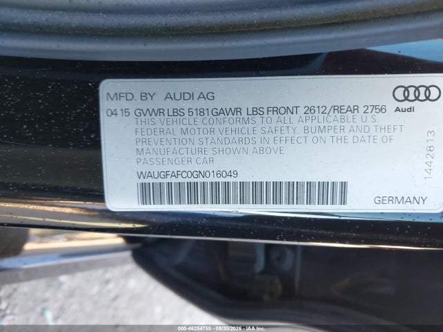 46254755 :رقم المزاد ، WAUGFAFC0GN016049 vin ، 2016 Audi A6 2.0t Premium Plus مزاد بيع