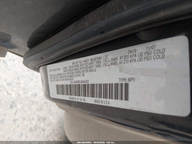 46254803 :رقم المزاد ، 4S4BP86C484344922 vin ، 2008 Subaru Outback 3.0r L.l. Bean Edition مزاد بيع