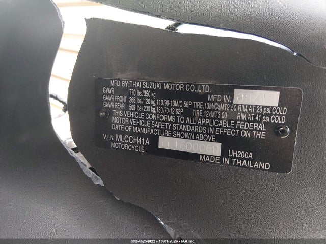 46254822 :رقم المزاد ، MLCCH41A6L1600060 vin ، 2020 Suzuki Uh200 مزاد بيع
