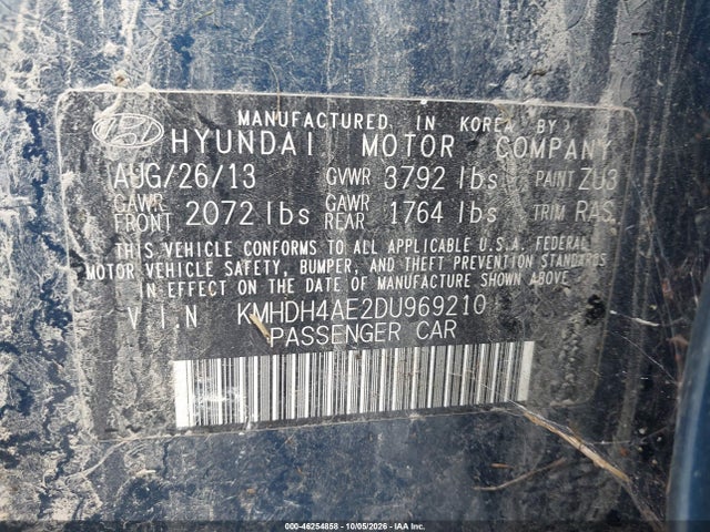 Продажа на аукционе авто 2013 Hyundai Elantra Gls, vin: KMHDH4AE2DU969210, номер лота: 46254858