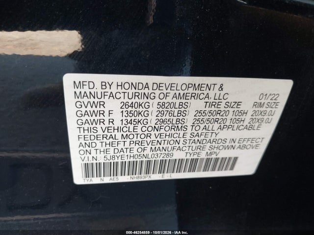 5J8YE1H05NL037289 Acura Mdx A-spec Package