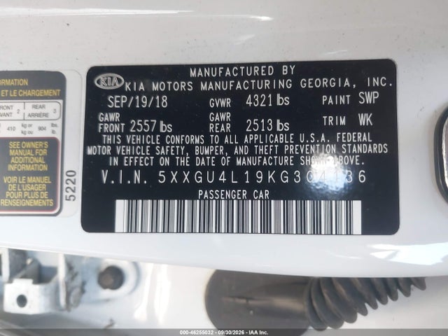 KIA OPTIMA EX 2019 5XXGU4L19KG304136 Image 9
