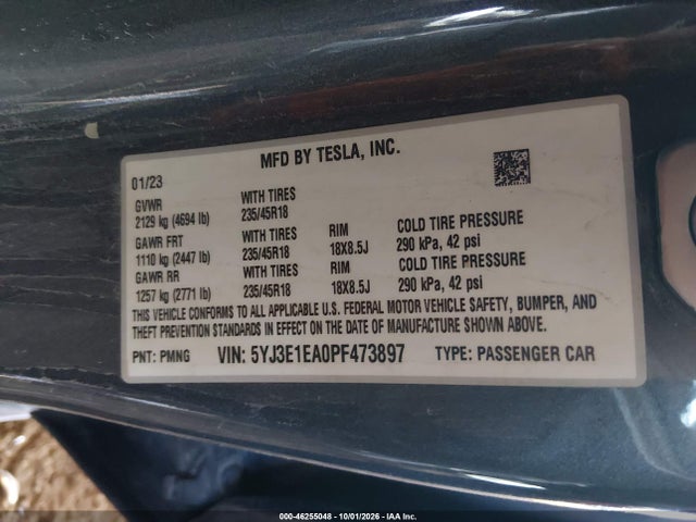 Tesla Model 3 Rear-wheel Drive 2023 5YJ3E1EA0PF473897 Image 9