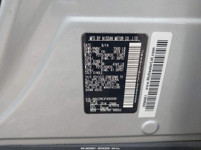 Продажа на аукционе авто 2015 Infiniti Qx80, vin: JN8AZ2NE3F9080056, номер лота: 46255051