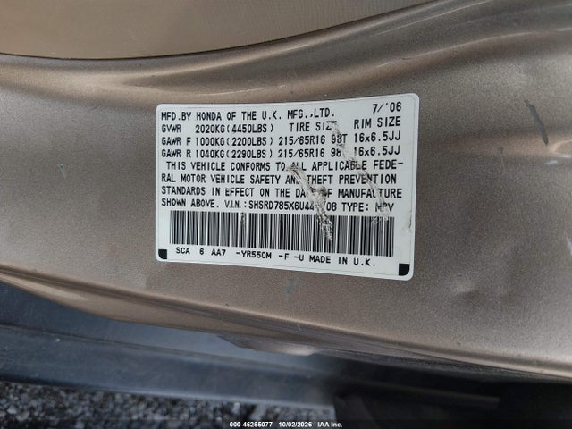 Продаж на аукціоні авто 2006 Honda Cr-v Lx, vin: SHSRD785X6U445708, номер лоту: 46255077