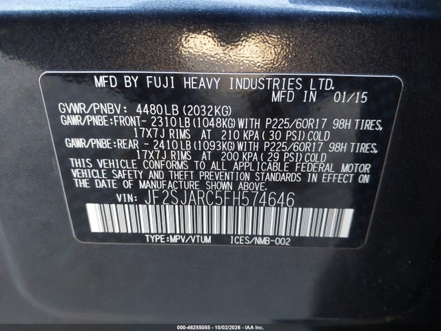 Subaru Forester 2.5i Limited 2015 JF2SJARC5FH574646 Image 9