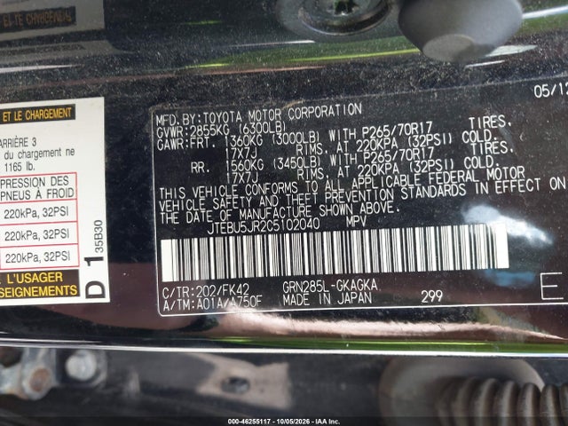 Aukcja sprzedaży 2012 Toyota 4runner Sr5, vin: JTEBU5JR2C5102040, numer aukcji: 46255117