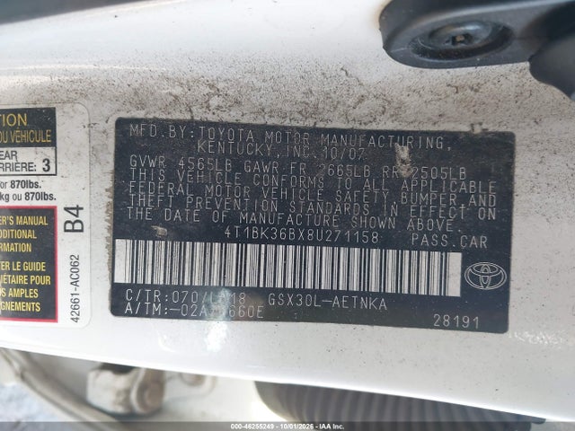 Aukcja sprzedaży 2008 Toyota Avalon Touring, vin: 4T1BK36BX8U271158, numer aukcji: 46255249