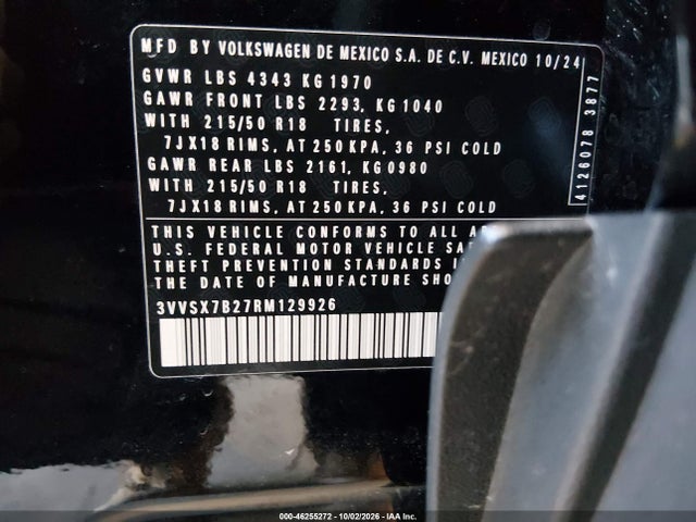 3VVSX7B27RM129926 Volkswagen Taos 1.5t Se