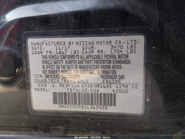 2018 Nissan Versa Note Sv მანქანა იყიდება აუქციონზე, vin: 3N1CE2CP8JL360420, აუქციონის ნომერი: 46255285
