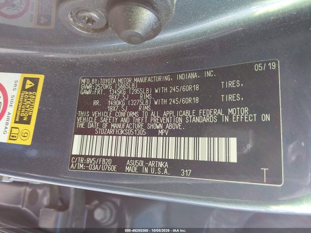 Toyota Highlander Le 2019 5TDZARFH3KS051305 Image 9