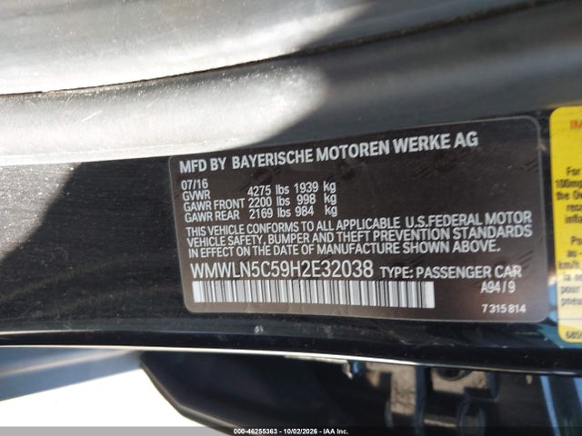 2017 Mini Clubman Cooper მანქანა იყიდება აუქციონზე, vin: WMWLN5C59H2E32038, აუქციონის ნომერი: 46255363
