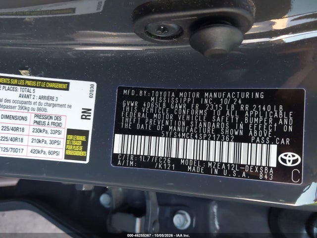 5YFS4MCE4SP217362 Toyota COROLLA SE